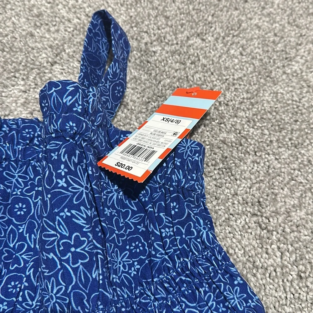 Cat & Jack dark blue floral print dress size‎ XS 4/5 NWT